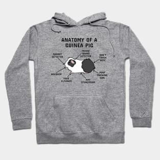 Anatomy of a Guinea Pig: Black and White Abyssinian (Black Text) Hoodie